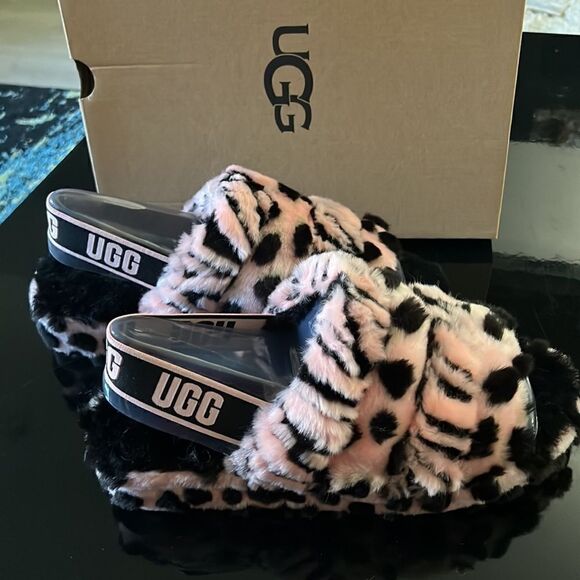 NWT UGG fluffy animal slingback sandals pink 7 - Picture 6 of 11
